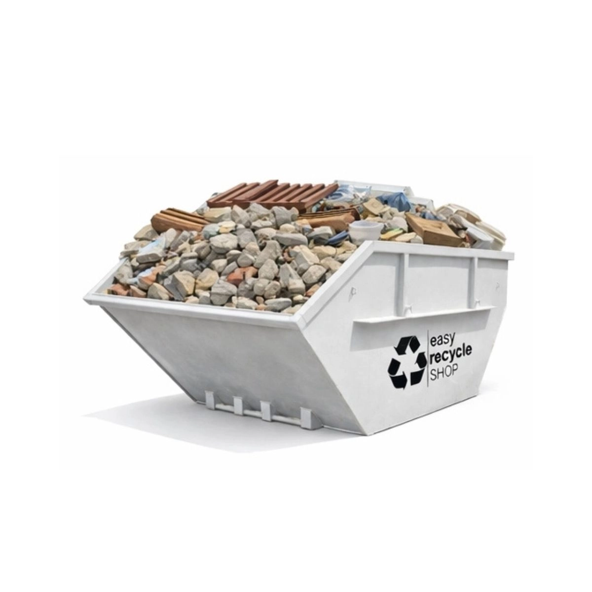 Ein Container vom easy recycle SHOP zur Entsorgung von verunreinigtem Bauschutt mit mineralischen Baustoffen und geringen Fremdstoffen wie Holz, Folien oder Kabeln